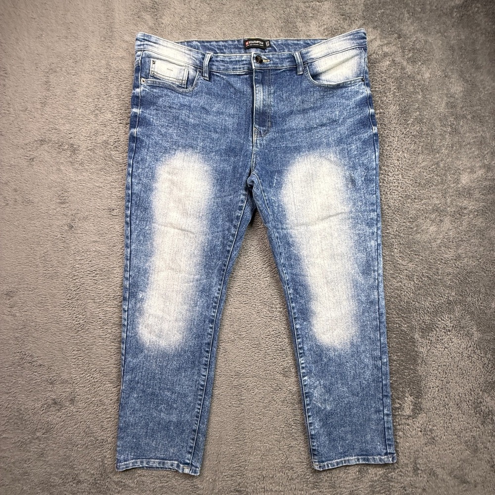 Y2K Southpole Skinny Jeans Mens 40x30 Washed Stretch Denim Tapered Leg
